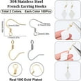 thumbnail image 3 of 1Box 200Pcs 2Styles 304 Stainless Steel French Hooks with Coil Flat Earring Hooks Ear Wire with Horizontal Loop Real Gold Plated 14~15x17x2mm Hole:2mm 21 Gauge Pin:0.7mm 100Pcs/style, 3 of 6