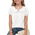 thumbnail image 2 of SROBPTY Kids Girls T Shirt Solid Short Sleeve Collared with Collar Top for 0-9 Years, 2 of 5