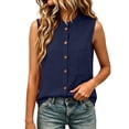 thumbnail image 6 of TGSLY Women's Linen Mandarin Collar Tank Tops Lightweight Soft Crew Neck Sleeveless Button Down Vest Relaxed Fit Dressy Casual Solid Color Shirts with Pocket XXXL, 6 of 7