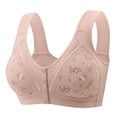 thumbnail image 2 of Dxzfnsa Daisy Lace Bras for Women Front Closure No Underwire Comfort Senior Wireless Snap Closing Bra (Pink,XL), 2 of 9