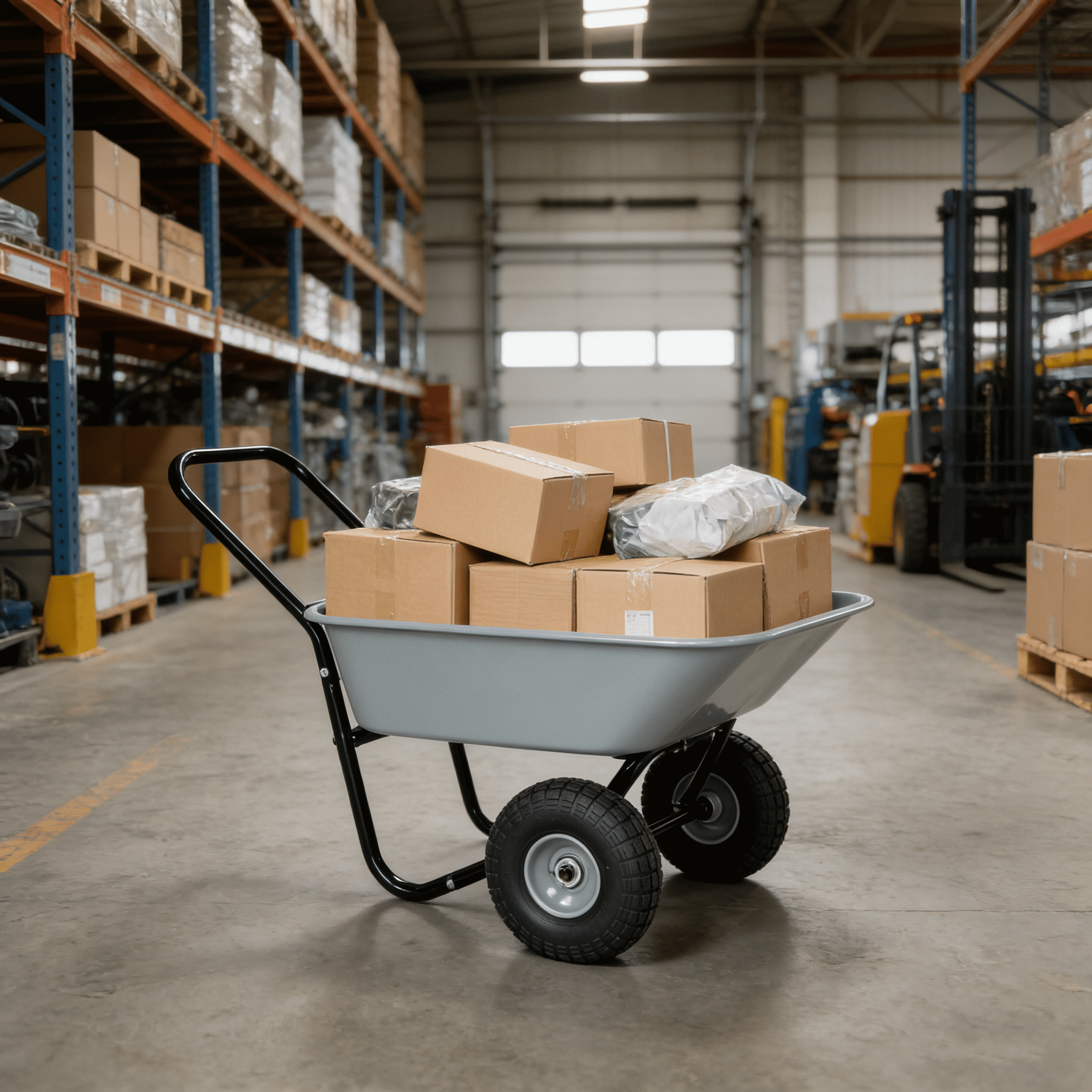 Two-Wheeled Garden Cart with 10-Inch Pneumatic Wheels, Gray Non-Porous Utility Cart 35L Large Capacity Leak-Proof Wagon for Soil Leaves Water Mud Outdoor Warehouse Handling