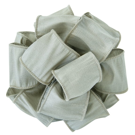Wired Edged Anisha Dupioni Driftwood Grey Green Color Ribbon 2 1/2" - 10 Yards