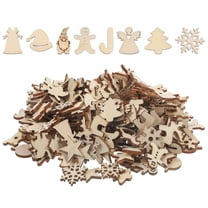300 Pcs Craft Blanks Christmas Wood Chips Child 2.00X2.00X0.20CM