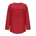 thumbnail image 6 of Enjoytime Womens 3/4 Sleeve Tops and Blouses Solid Color Round Neck Loose Shirts Business Casual Dressy Fashion Outfits Trendy Clothes 2025 Red S, 6 of 7