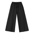 thumbnail image 4 of Fsqjgq Womens High Waist Pants with Pockets Pleated Pants for Women Solid Casual Pocket Wide Leg Pants Elastic Waist Belt Loose Pants Cropped Pants Black Xl, 4 of 7
