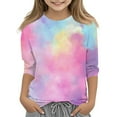 thumbnail image 2 of Drmagiyhm Multicolor Girls 3/4 Sleeve T Shirts Size 10-12 Cute Floral Print Tshirts Casual Stretchy Crewneck Shirts Little Girl Fall Winter Tops 9-10 Years, 2 of 5