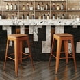thumbnail image 3 of BizChair Stacking Backless Barstool, Orange/Teak, 3 of 12