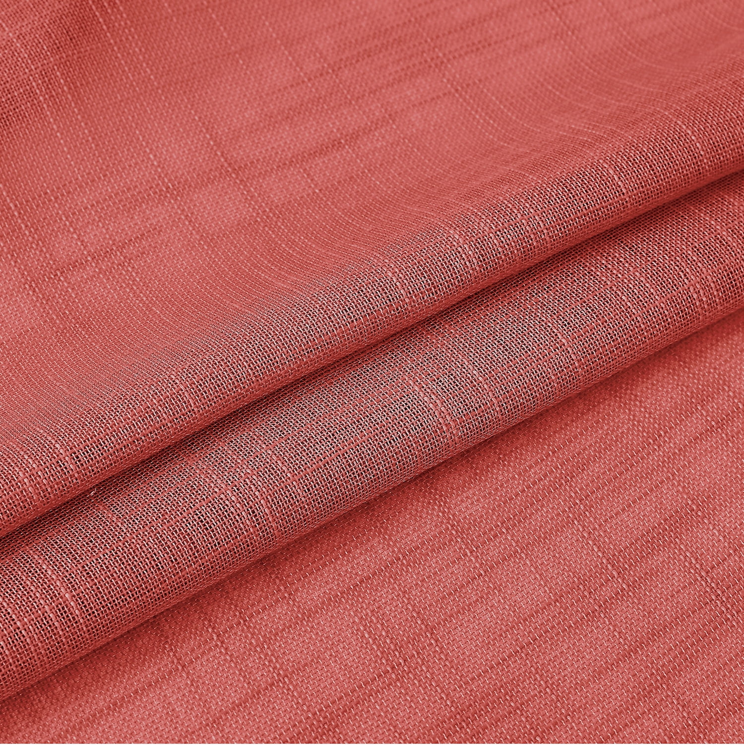 Dainty Home Hannah Solid Design Linen Look Criss-Cross Designed Linen Textured Light FilteringGrommet Panel Pair 76" x 96'' In Shrimp