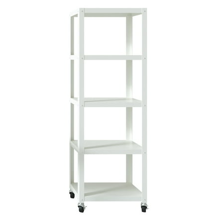 Office Dimensions Ready-to-assemble 72-inch High Mobile 5-Shelf Bookcase, White