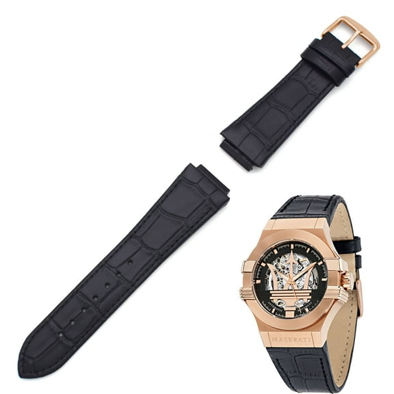 NIAUGE 24MM Genuine Leather Watch Strap Band Replacement for MASERATI Mens Watches R8821108025 R8851108002