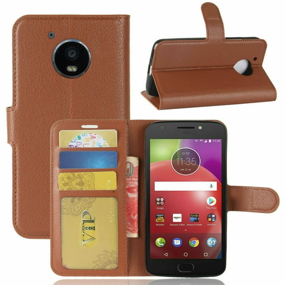 [PST] Motorola Moto E4 Case, Leather Magnetic Card Slot Wallet Folio Flip Case Cover