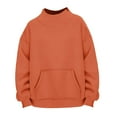 thumbnail image 4 of Mock Neck Sweatshirt Mock Neck Sweatshirt Women Oversized Turtleneck Pullover Long Sleeve Tops Fall Fashion Y2K Outfits With Pockets 07-Orange L, 4 of 5