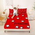 thumbnail image 3 of Manfei CartooN Stars Queen Sheets, Doodle Freedom Print Queen Sheet Sets, Red White, Reversible 4pcs (1 Flat Sheet, 1 Fitted Sheet and 2 Pillowcases), 3 of 6