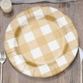 thumbnail image 2 of Efavormart 10 Pack | 13" Gold / White Buffalo Plaid Disposable Serving Trays, Round Checkered Sunray Cardboard Charger Plates - 350 GSM, 2 of 10
