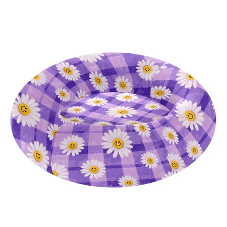 Pet Bed Pet Mat Cozy Removable & Washable Comfort For Cats And Dogs Happy Daisies on Purple