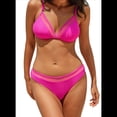 thumbnail image 1 of Conjunto de Bikini de Dos Piezas para Mujer, Traje de Baño de Talle Bajo con Escote en V, con Control de Abdomen, Ropa de Playa, Talla XL, 2025, Rosa y Rojo, 1 of 6