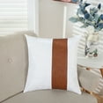 thumbnail image 5 of Set of 2 Farmhouse Trim Striped Splicing Linen pillowcase, imitation leather pillowcase - style:style3;, 5 of 5