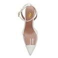 thumbnail image 3 of FSJ Women Classic Pointed Closed Toe Pumps Clear Chunky Block High Heel Ankle Strap Sandals Comfort Daily Work Shoes Size 9 White, 3 of 5