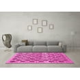 thumbnail image 3 of Ahgly Company Indoor Round Checkered Pink Modern Area Rugs, 4' Round, 3 of 4