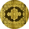 thumbnail image 1 of Ahgly Company Machine Washable Indoor Round Medallion Yellow Traditional Area Rugs, 7' Round, 1 of 4