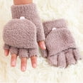 thumbnail image 3 of Women's Knitted Fingerless Mitten Gloves with Flip Cover with Faux Fur Lining, 3 of 8