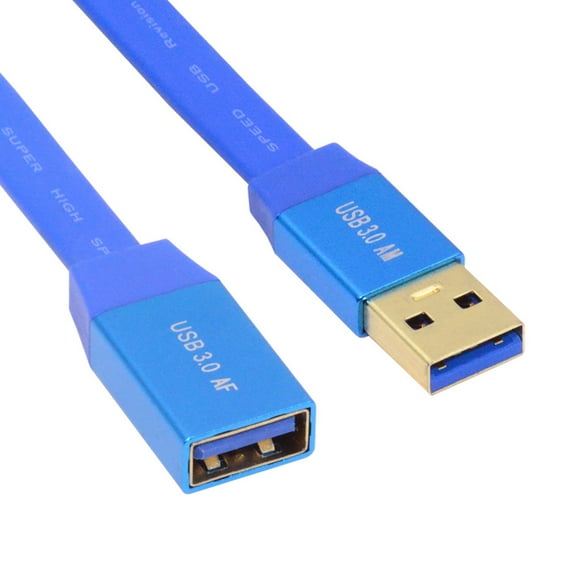 Xiwai Ultra Flat Slim USB 3.0 Type-A Male to USB3.0 A Female Cable Extension Blue 5Gbps for Disk SSD Camera Data