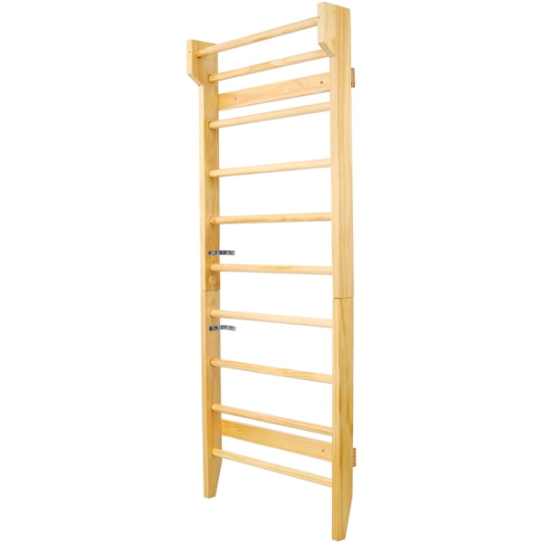 Ambifirner Gymnastics Wood Stall Bar, Multi-use Swedish Ladder- Wall Mounted Pull Up Bar-Physical Therapy for Stretching and Various Exercises,Indoor Home Gym Workout Yoga