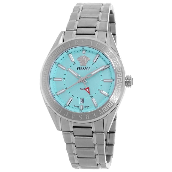 Versace V-Code GMT Quartz Turquoise Dial Men's Watch VEAFA0324