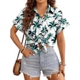 thumbnail image 5 of Fantaslook Hawaiian Button Down Shirts for Women Casual Short Sleeve Floral Print Blouses Summer Tops, 5 of 10