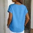 thumbnail image 6 of Linen Shirts for Women Short Sleeve V Neck Button Down Loose Gauze Blouses, XL, 6 of 7