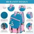 thumbnail image 4 of DAKIMOE School Backpack for Teens Middle School Bookbag Students Lightweight Durable Casual Outdoor Daypack College, Blue and Pink, 4 of 7