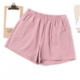 thumbnail image 2 of Ahuyic Athletic Shorts for Women,Womens Running Shorts,Womens Summer Elastic Waist Pocket Cotton Linen Shorts And Shorts, 2 of 5