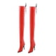 thumbnail image 5 of 1/6 Clasificación de cremallera de PU de muslo alto delgado para mujer más allá de las rodillas para rojo, 5 of 9