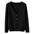 thumbnail image 6 of Trgacdwlo Cardigan for Women V Neck Button Up Long Sleeve Sweater Tops for Women Fall Open Front Trendy Knit Tops 2026 Clothing Black M, 6 of 6