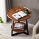thumbnail image 5 of 1 set natural wood luxury minimalist round side mesa - dual layer, ideal para para small spaces in living rooms, sofas, hotels, apartments, 5 of 6