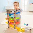 thumbnail image 3 of Rampa de madera brillante superior para coche, pista de carreras, juguete para niños pequeños, juego de coches de repuesto, paquete de 12, 3 of 5