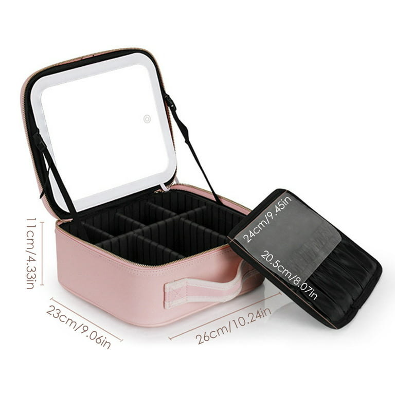 Bags, Travel Makeup Box W Led Lighted Mirror Cosmetic Jewelry Organizer  Case Portable