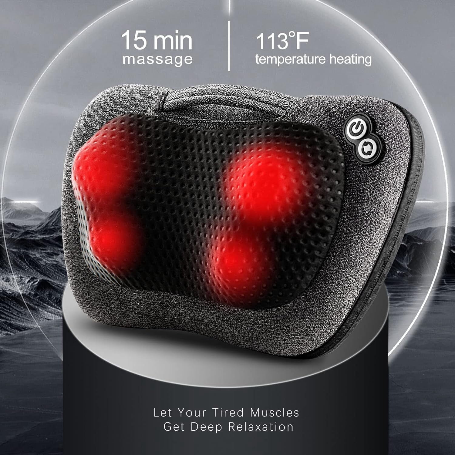 Viktor Jurgen Shiatsu Kneading Massager Pillow for Neck, Back and Shoulder with Heat, Micro Grey