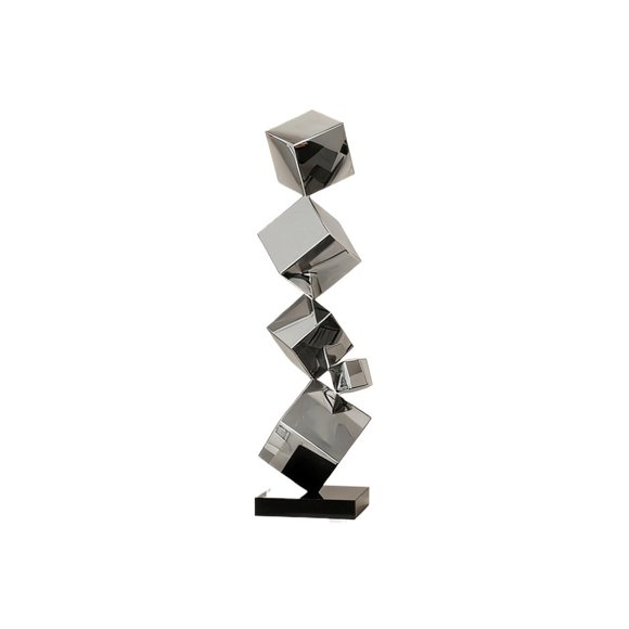 Sculpture Géométrique Minimaliste en Acier Inoxydable, Ornement de Bureau d'Entrée de Luxe Léger