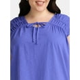 thumbnail image 4 of Terra & Sky Women's Plus Size Shirred Tie Top, 4 of 5
