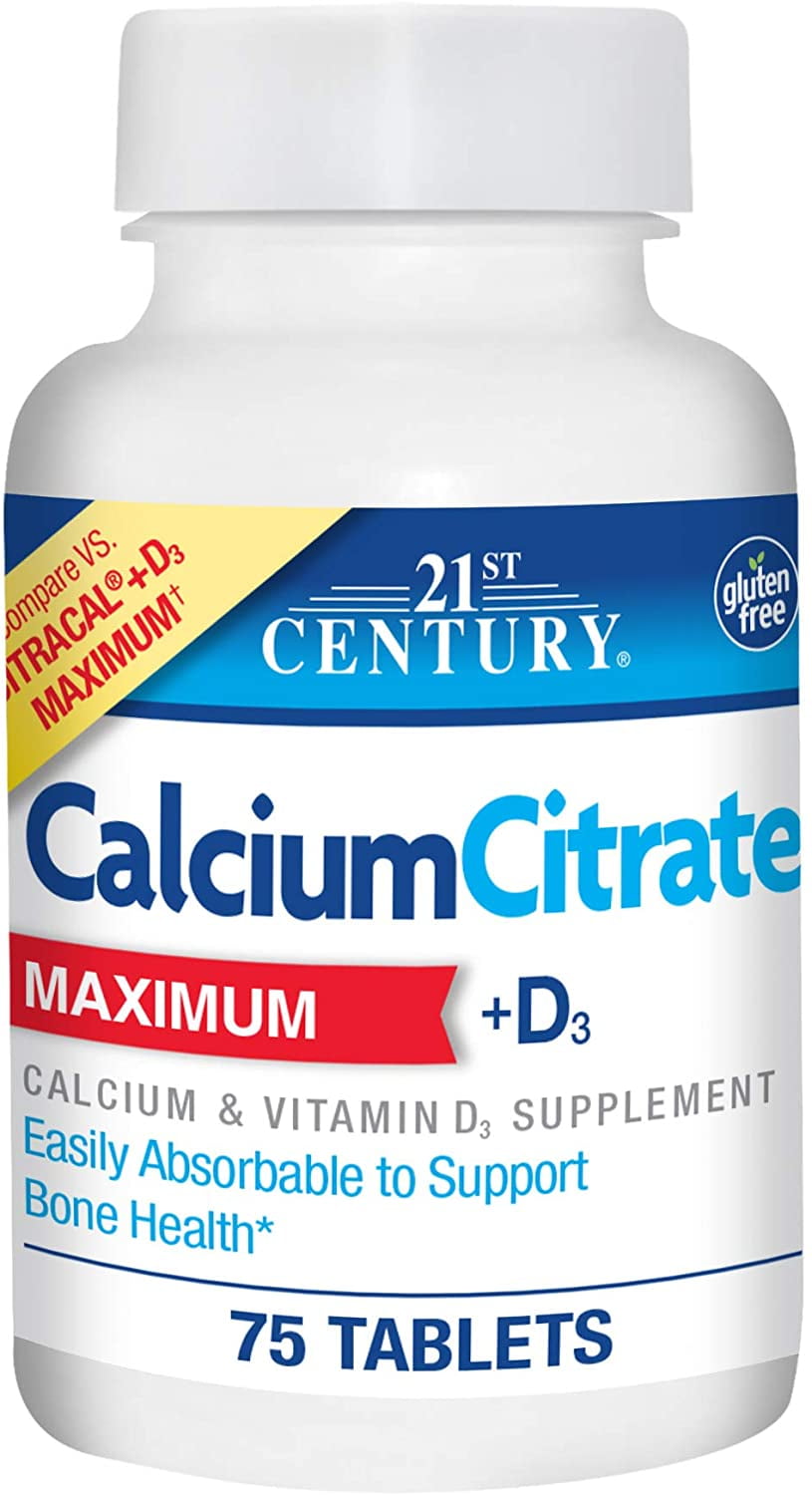 21st Century, Calcium Citrate Maximum + D3 Tablets, 75 Ea - Walmart.com