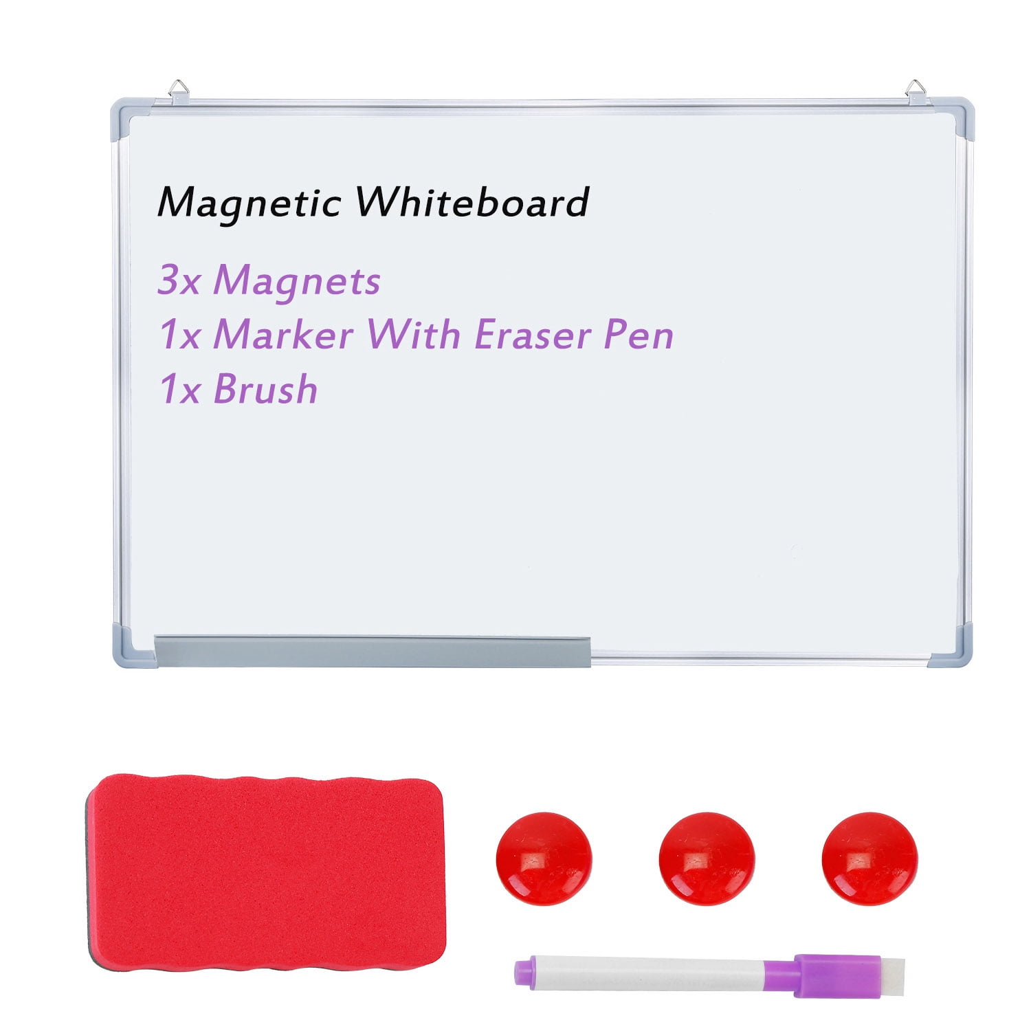 iMounTEK Magnetic Dry Erase Whiteboard 34.6x22.8” with Marker Eraser Brush Magnets, White