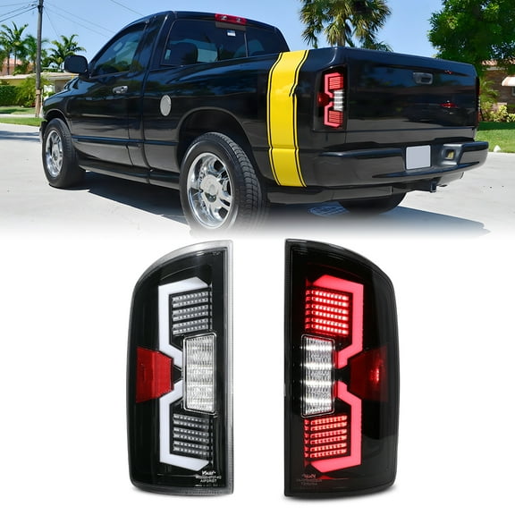 LED Tail Lights For 2002-2006 Dodge Ram 1500 and For 2003-2006 Dodge Ram 2500 3500 Clear Lens Brake Lamps Pair