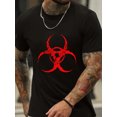 thumbnail image 1 of T-shirt Graphique pour Hommes avec Impression Biohazard Rouge Audacieuse 100 % Coton 180gsm Manches Courtes Col Rond Décontracté, 1 of 5