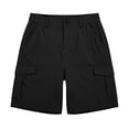 thumbnail image 5 of Women Mid Rise Cargo Shorts Trendy Button Multi Pocket Casual Shorts Comfortable Stretchy Loose Fit Summer Shorts Black S, 5 of 6