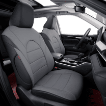 coverdream Custom Fit Pilot Car Seat Covers for Honda Pilot 8 Seats EX-L,Special Edition,Touring,Sport 2016 2017 2018 2019 2020 2021 2022,Second Row 40/60 Split - Leatherette (Black/Gray,Full Set)