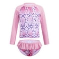thumbnail image 5 of Lejafay Baby Toddler Girls Long Sleeve Swimsuit Floral Rash Guard Sun Protection Pink Serpentine 8, 5 of 8