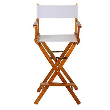 "30" Director's Chair Honey Oak Frame-White Canvas"