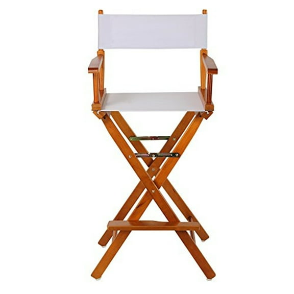 "30" Director's Chair Honey Oak Frame-White Canvas"