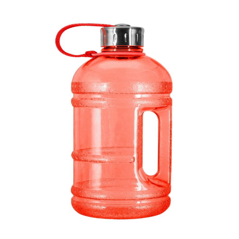 1/2 Gallon (64 oz.) Lead Free Plastic Water Bottle Large Open Mouth 48mm  Steel Cap 